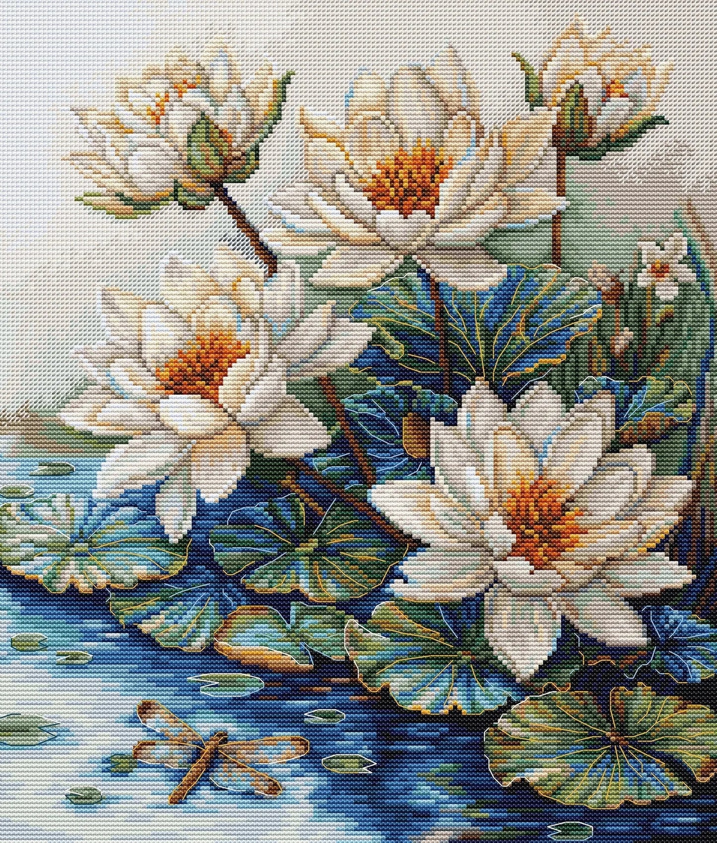 Lake With Water Lilies B7039L Counted Cross-Stitch Kit-0