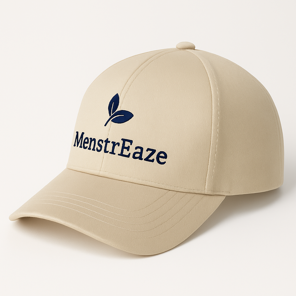 MenstrEaze Baseball Cap, 100% Cotton, One Size, Lavender, Red & Beige Color
