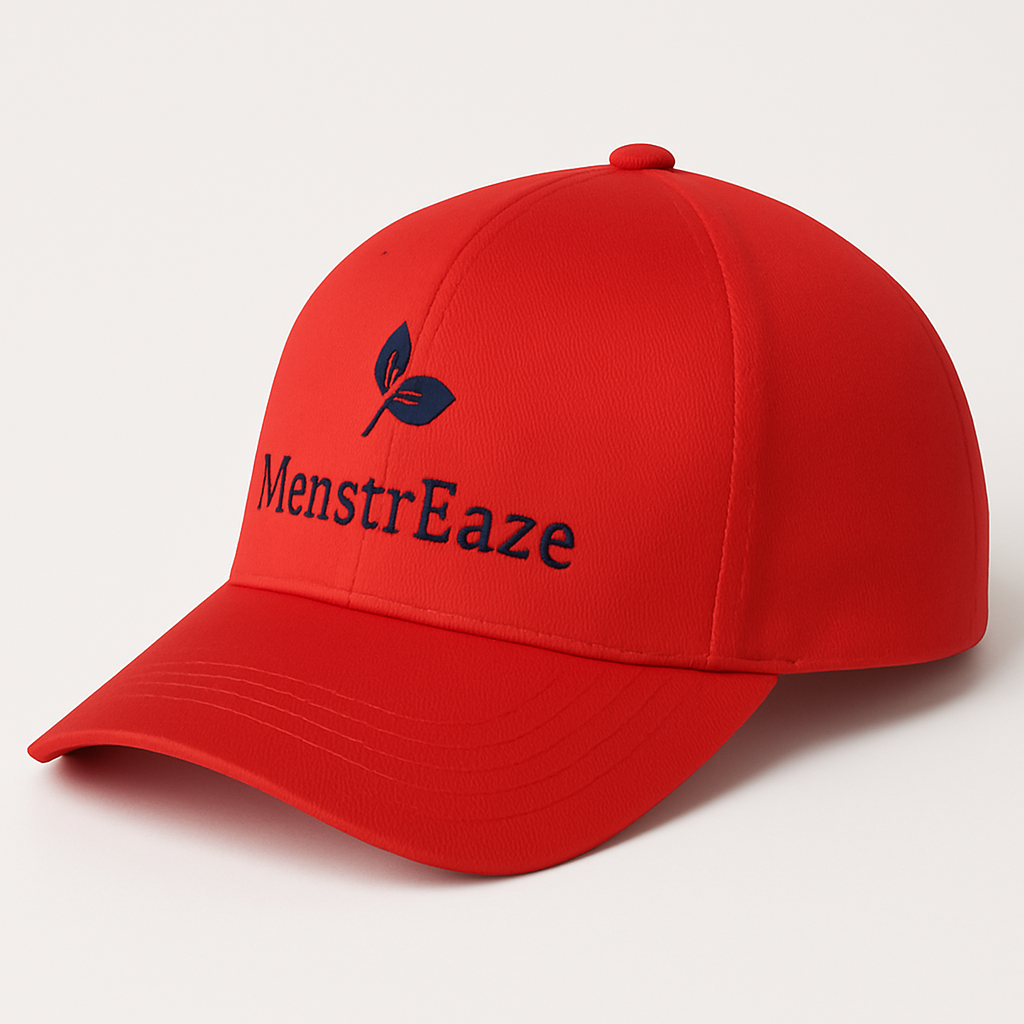 MenstrEaze Baseball Cap, 100% Cotton, One Size, Lavender, Red & Beige Color