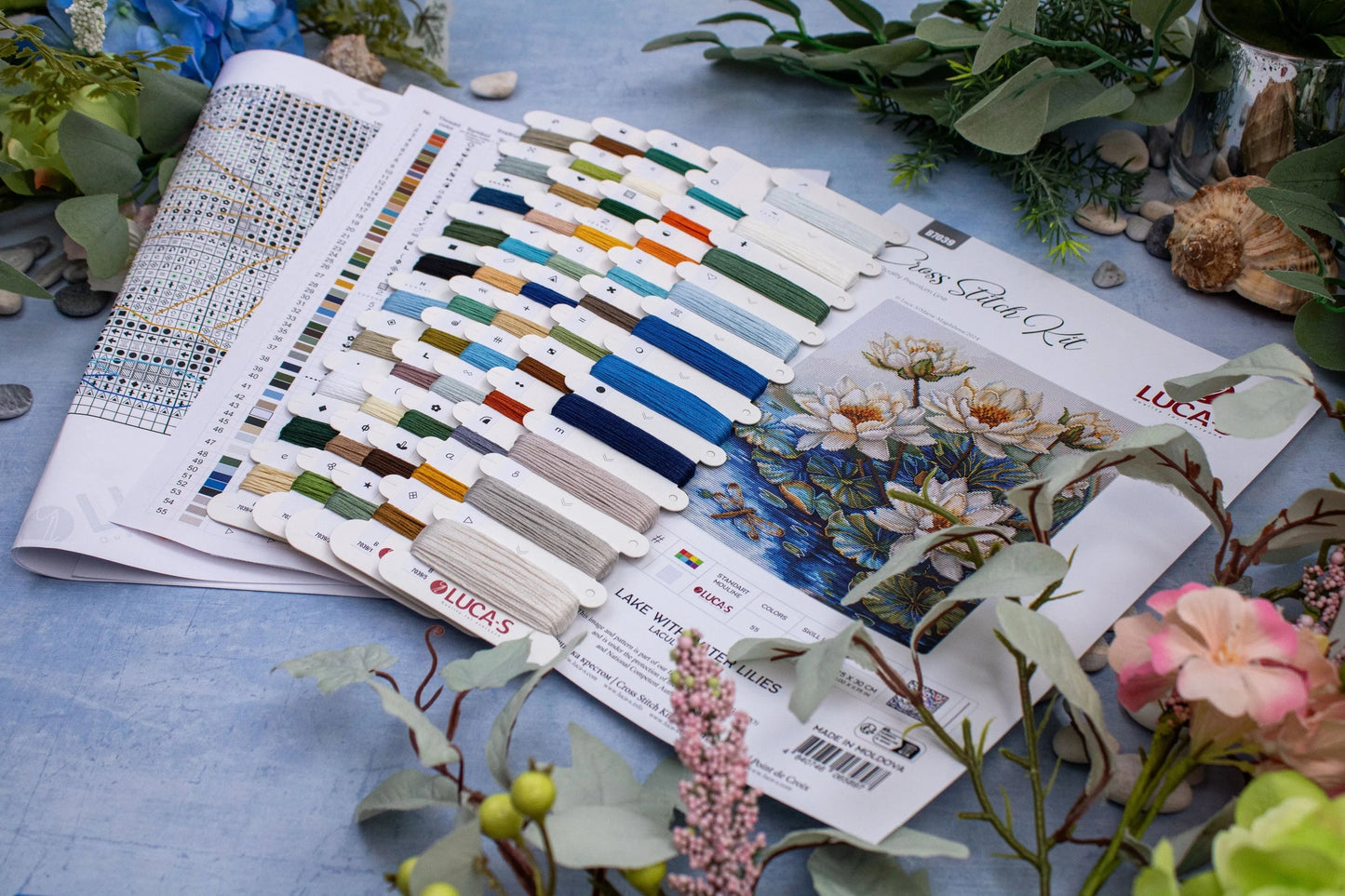 Lake With Water Lilies B7039L Counted Cross-Stitch Kit-4