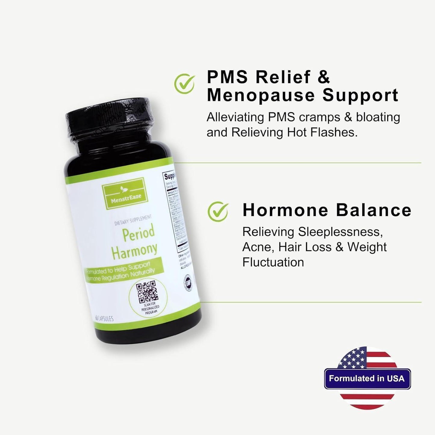 Benefits of Period and Hormone Harmony including natural hormone balance and pms support