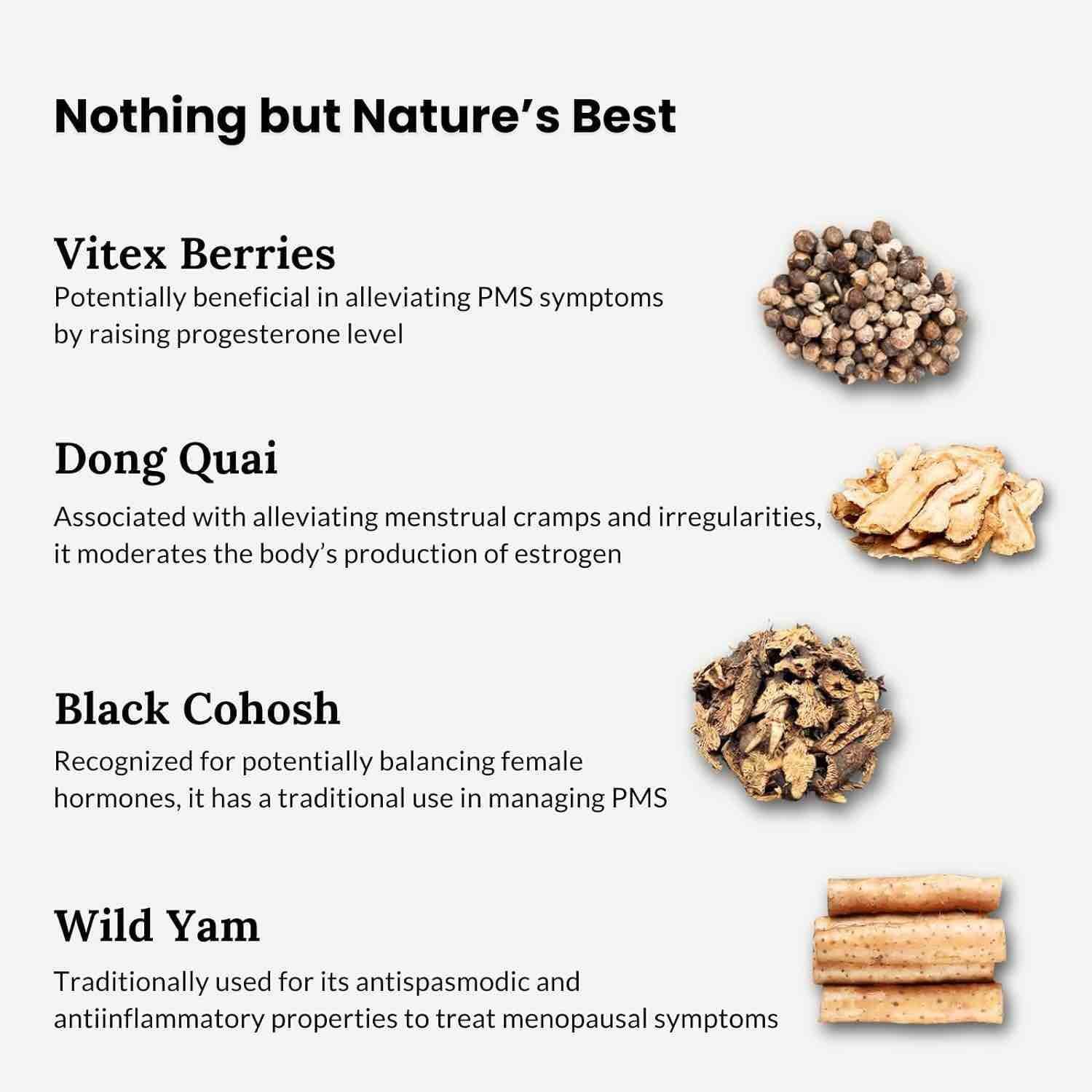 MenstrEaze period and hormone harmony ingredients