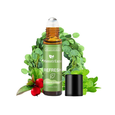 Refresh Essential Oil Roll-On with Eucalyptus Peppermint for Headache Relief and Energy Boost,  10ml