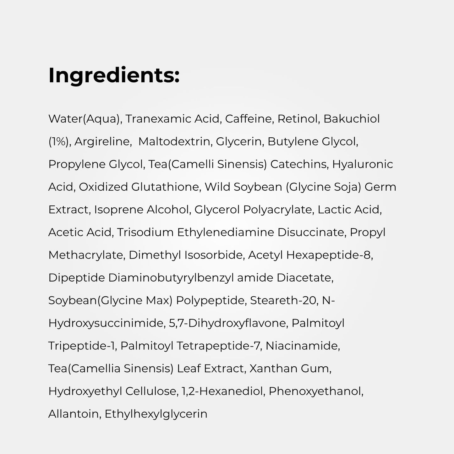 Tranexamic Acid Eye Serum Full Ingredients