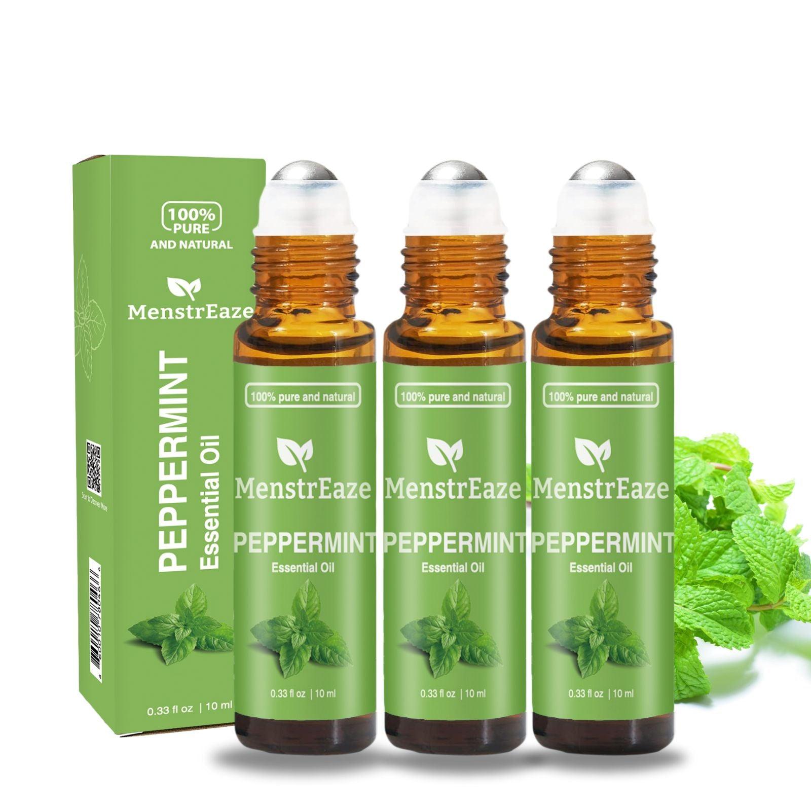 Bottle of MenstrEaze Peppermint Oil, available at Walmart and Amazon