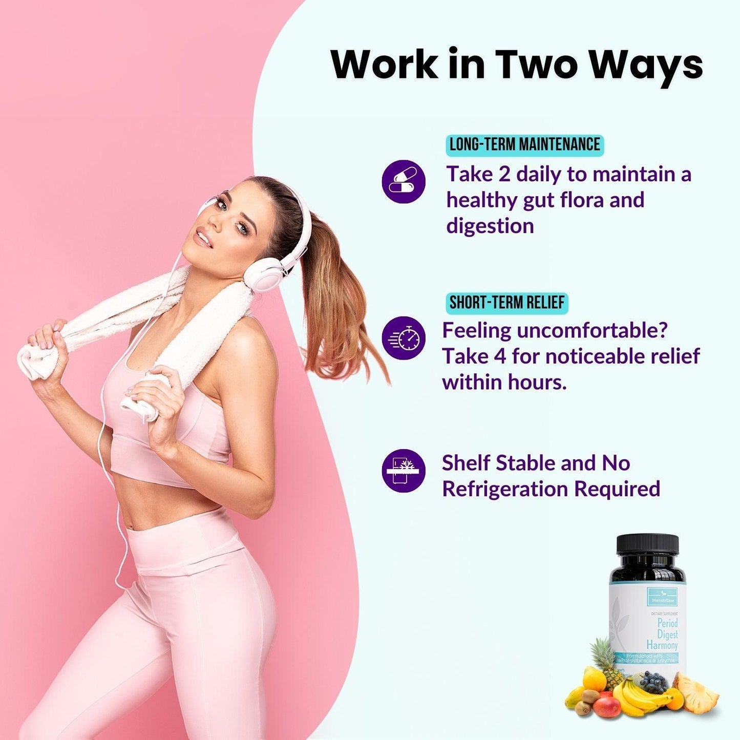 Benefits of Period Digest Harmony - Women probiotics, prebiotics, postbiotics and digestive enzymes