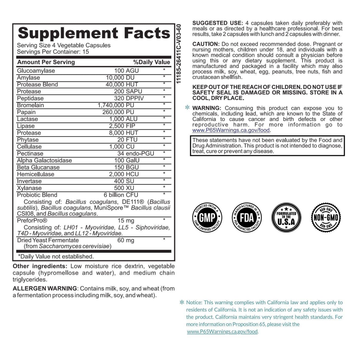 Label of Period Digest Harmony - Women probiotics, prebiotics, postbiotics and digestive enzymes
