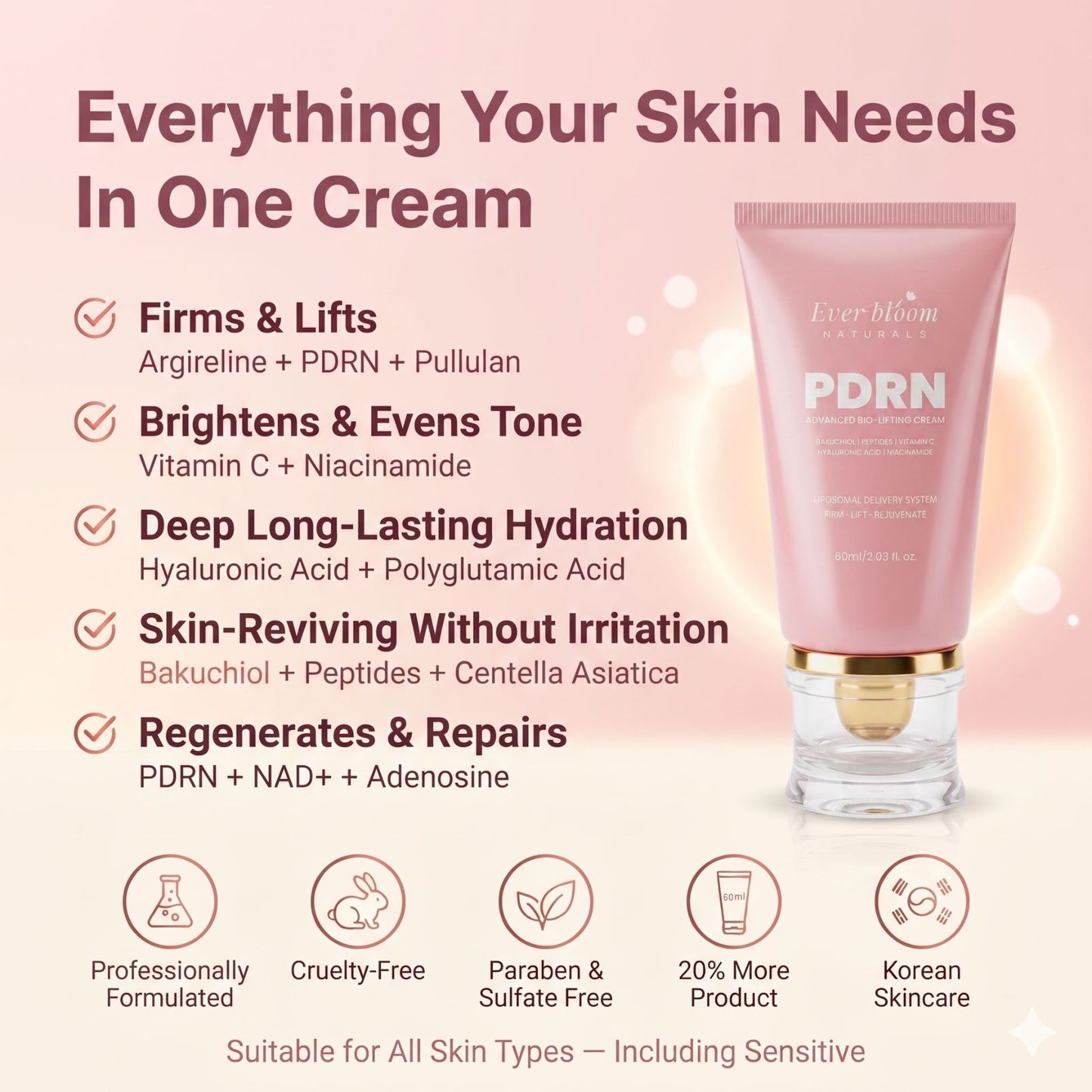 PDRN Hyaluronic Acid Cream with Bakuchiol & Niacinamide | 2.03 fl oz