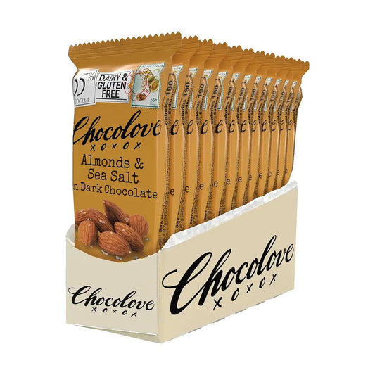 Chocolove Almonds & Sea Salt In Dark Chocolate Mini Bar (55% Cocoa), 12x1.3Oz