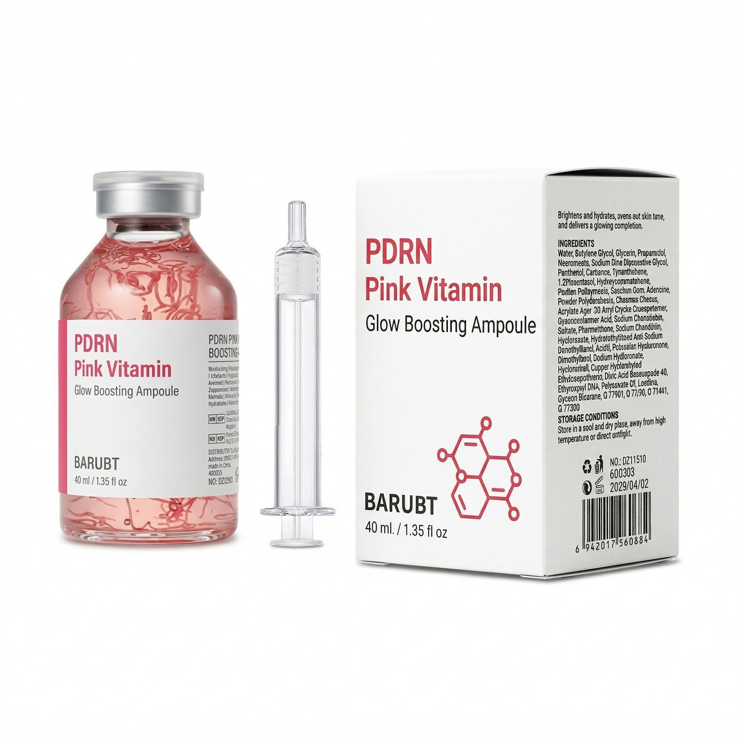 PDRN Pink Vitamin Glow Boosting Ampoule for Cellular Repair, Hydration & Radiance, 1.35 fl oz